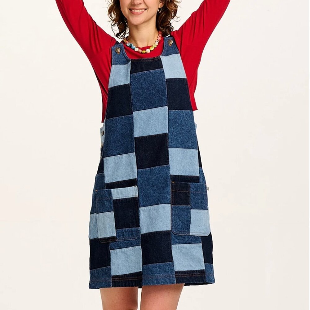 Lucy & Yak Blue Patchwork Mini Dress